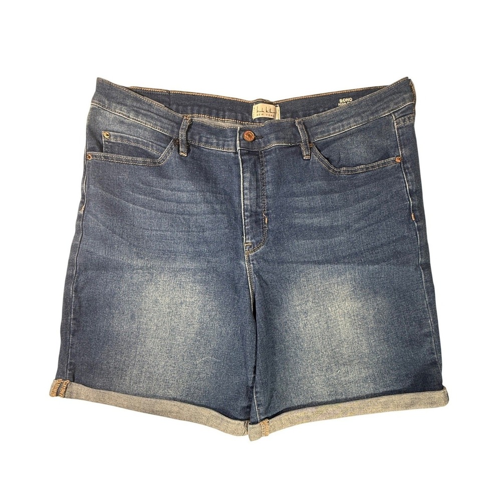 Nicole Miller Denim Shorts Womens 16 Blue Excellent Soho High Rise‎ Cuffed Hem